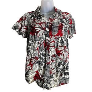 Croft And Barrow Men's Red Hawaiian Button Up Shirt Size Medium